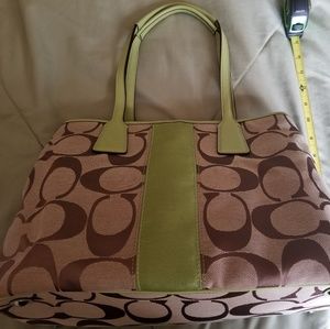 Light Green & Tan Coach Purse